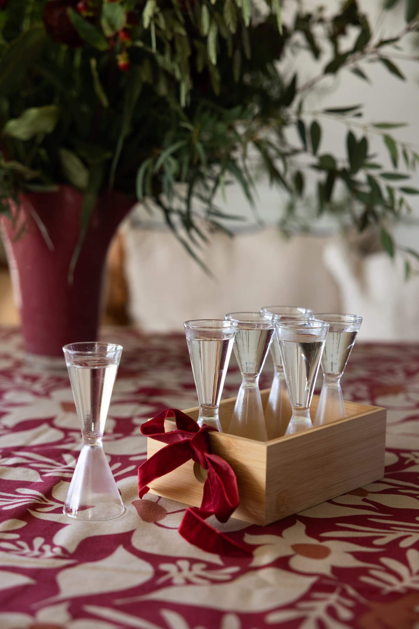 Nature snapsglass i bambusboks, 6-pk.