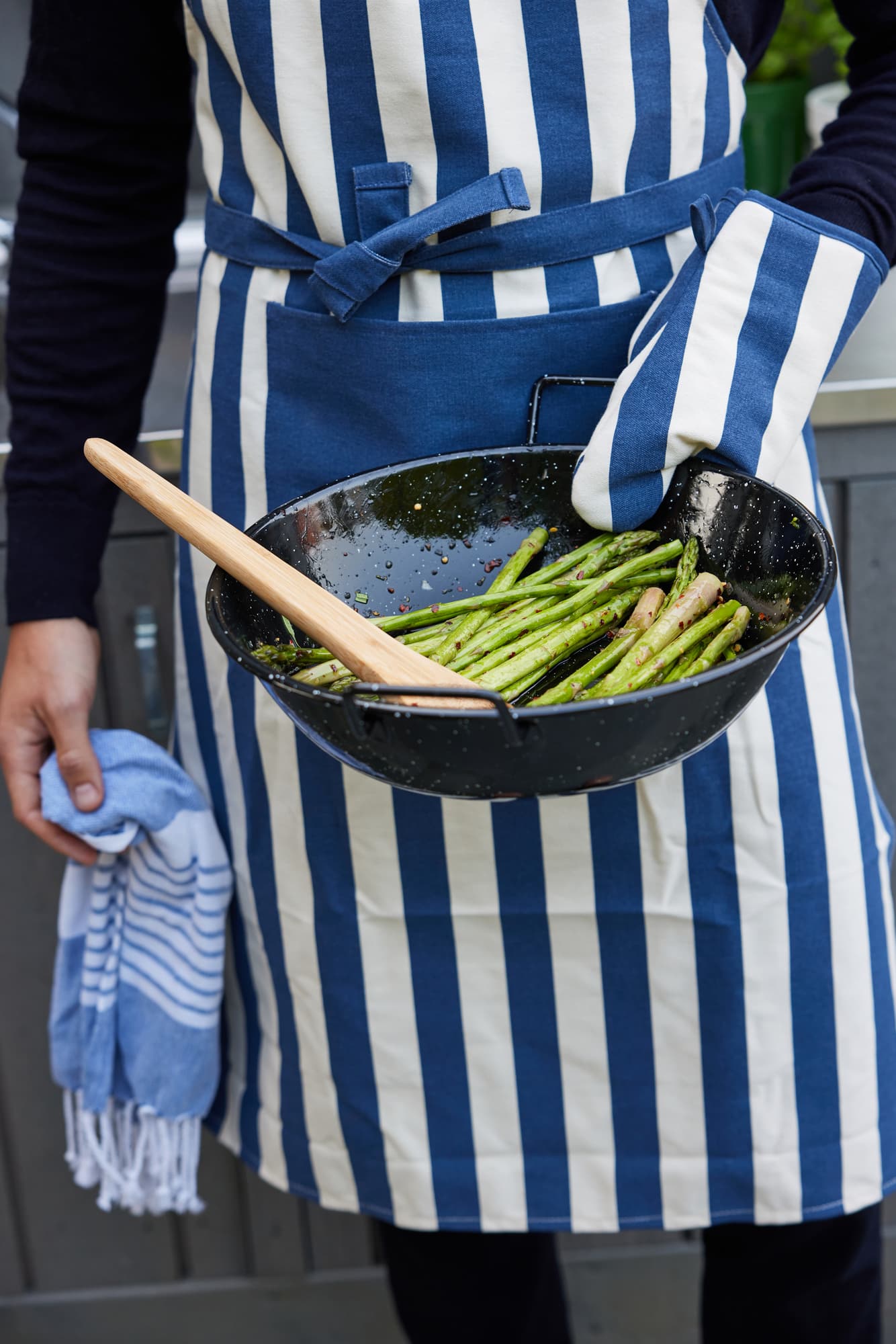 Aron Forkle Med Grillvott, Blå/Hvit